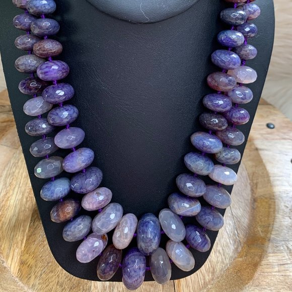 Purple Crackle Dyed Quartz Double Strand Necklace
